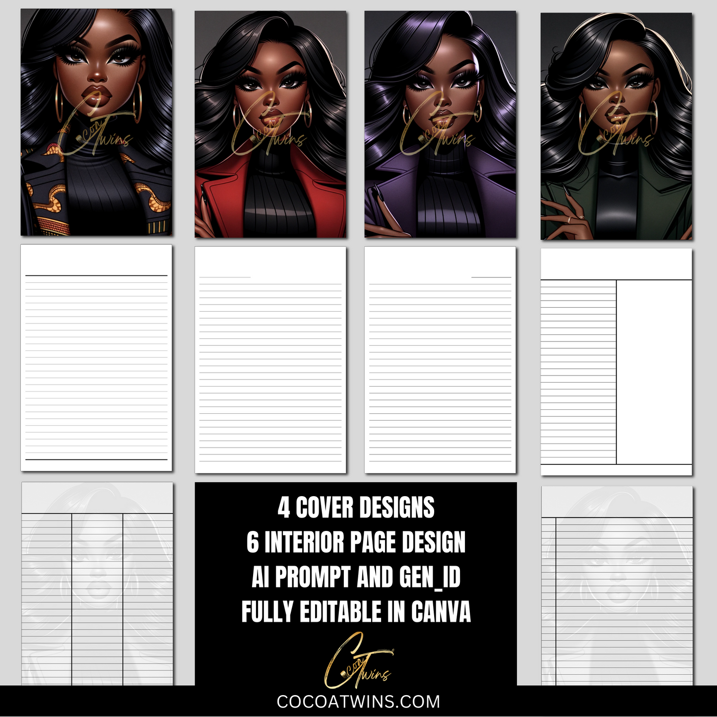 03 | Editable Journal PLR Kit Bundle Set with Ai Art Prompt and Gen_ID | Fully Editable Canva Templates