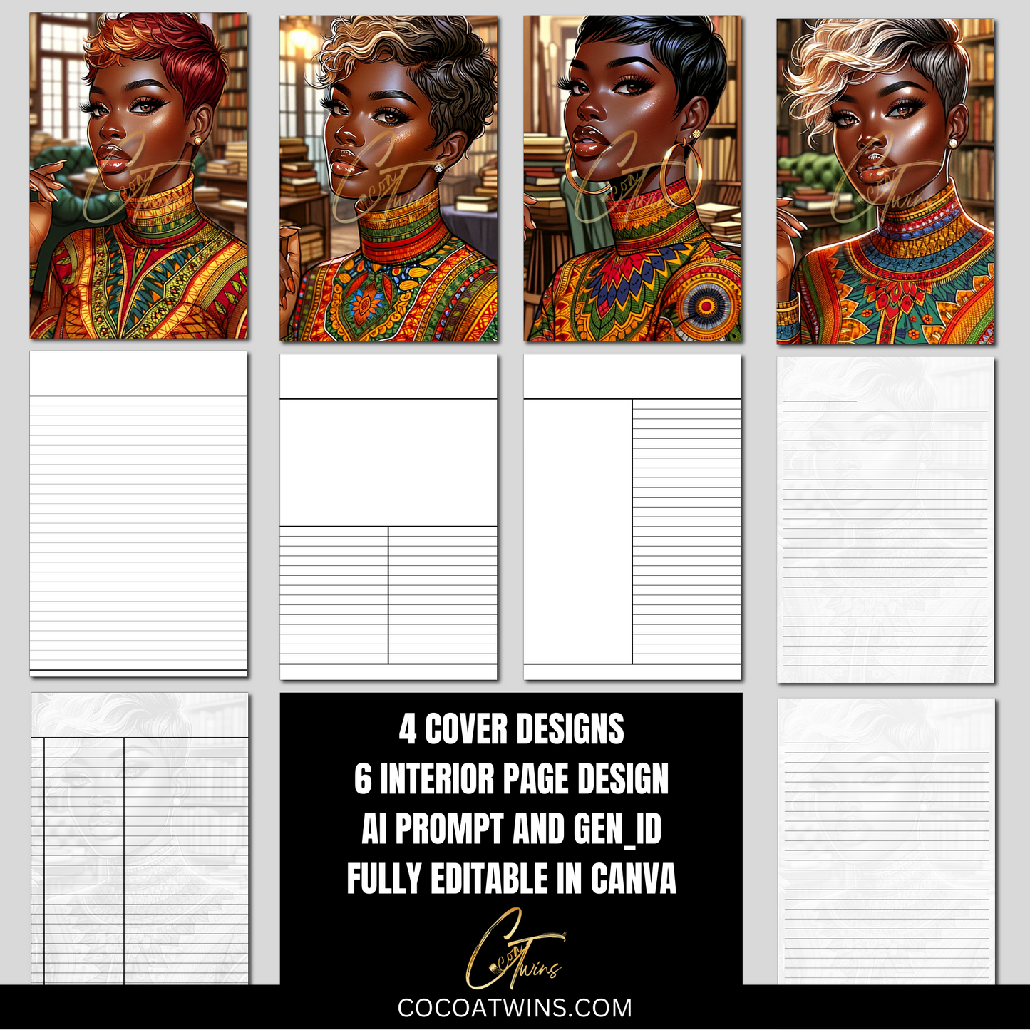 04 | Editable Journal PLR Kit Bundle Set with Ai Art Prompt and Gen_ID | Fully Editable Canva Templates