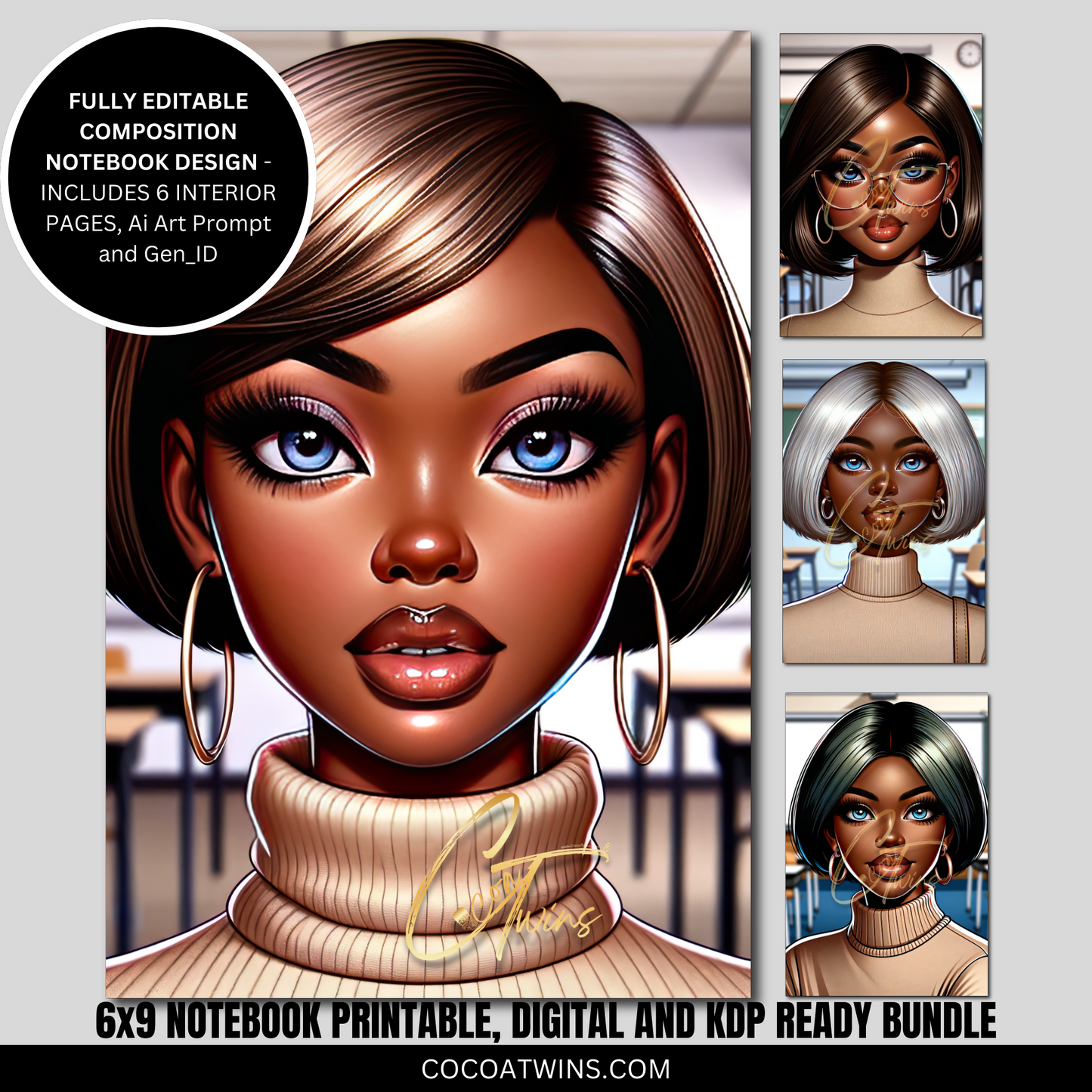 02-BKB | Editable Journal PLR Kit Bundle Set with Ai Art Prompt and Gen_ID | Fully Editable Canva Templates