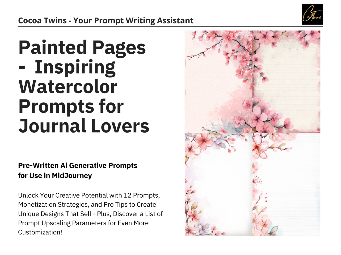 Painted Pages Prompt Guide - Inspiring Watercolor Prompts for Journal Lovers | Watercolor | Digital Pattern | Scrapbooking | KDP | Journal | Printable