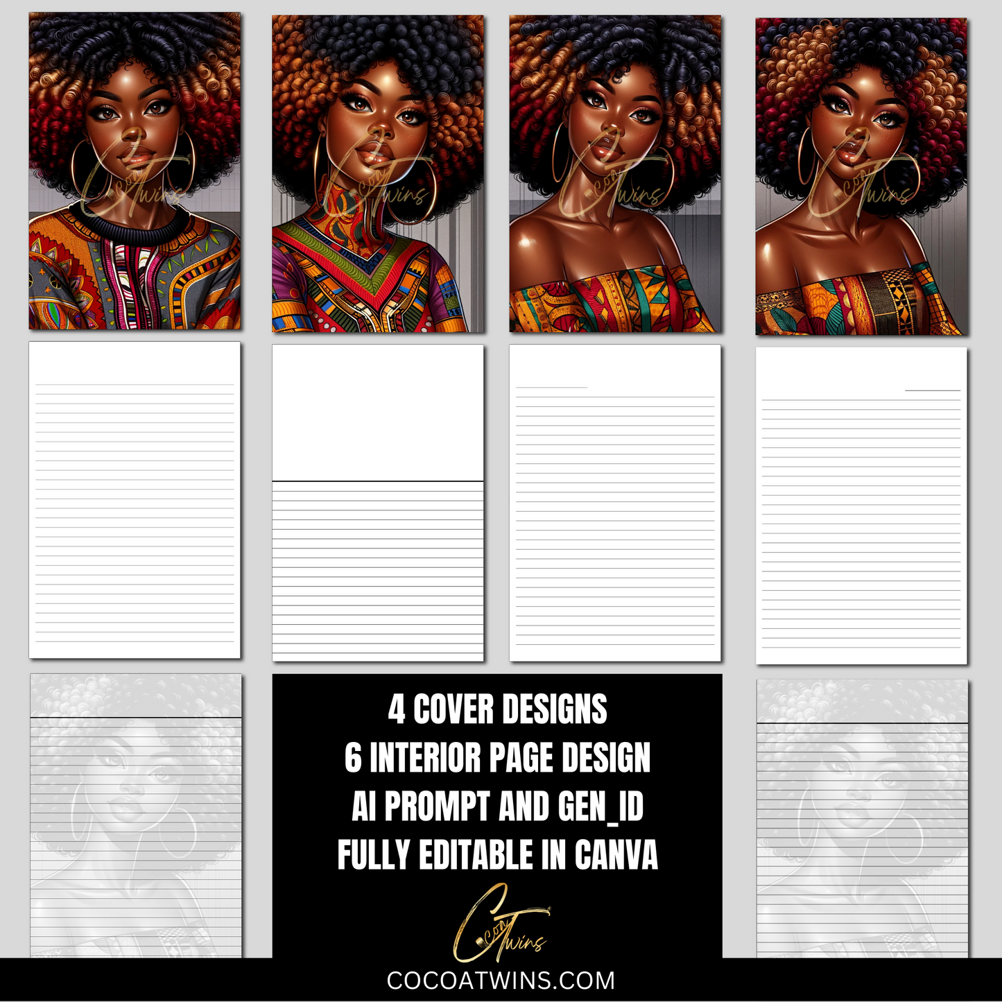 01-JB | Editable Journal PLR Kit Bundle Set with Ai Art Prompt and Gen_ID | Fully Editable Canva Templates