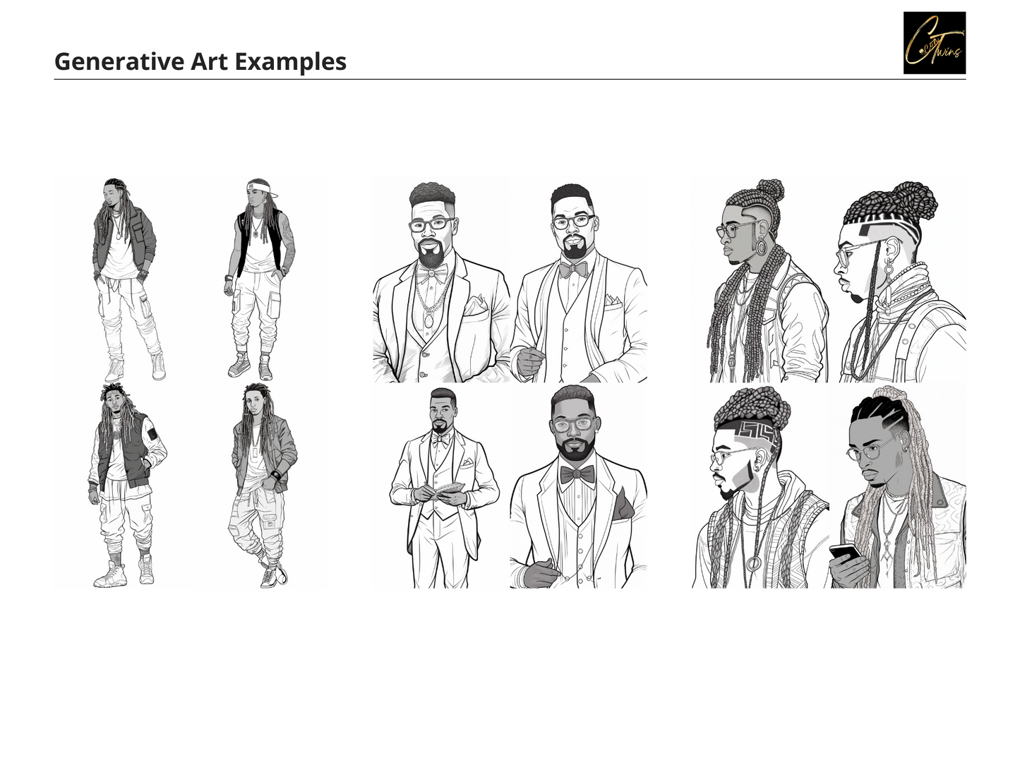 From Sophisticated to Street: A Coloring Book of Character Designs for African American Men - MidJourney Prompt Guide | Digital Download