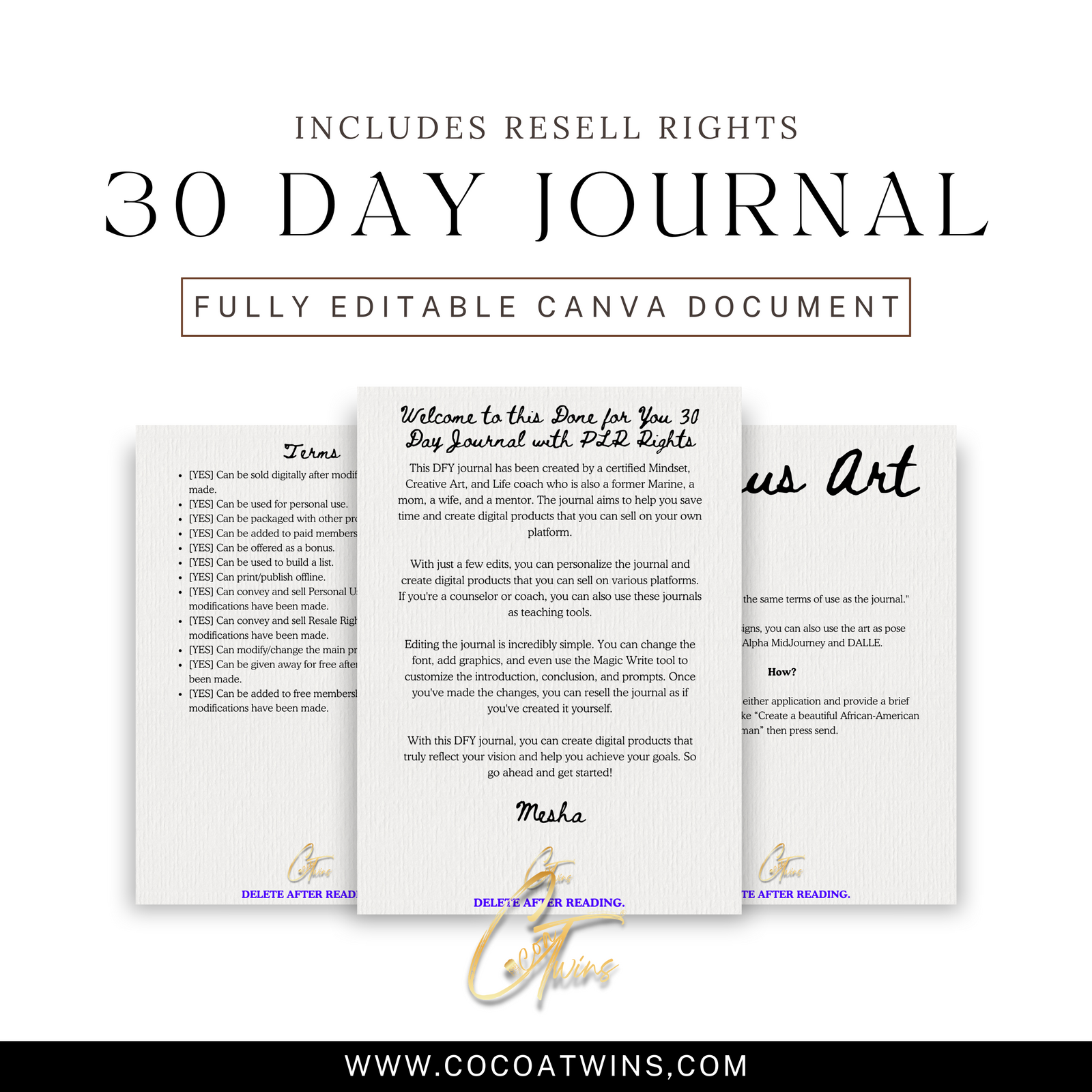 Empowering Your Inner Visionary PLR Journal | Fully Customizable in Canva with Resell Rights