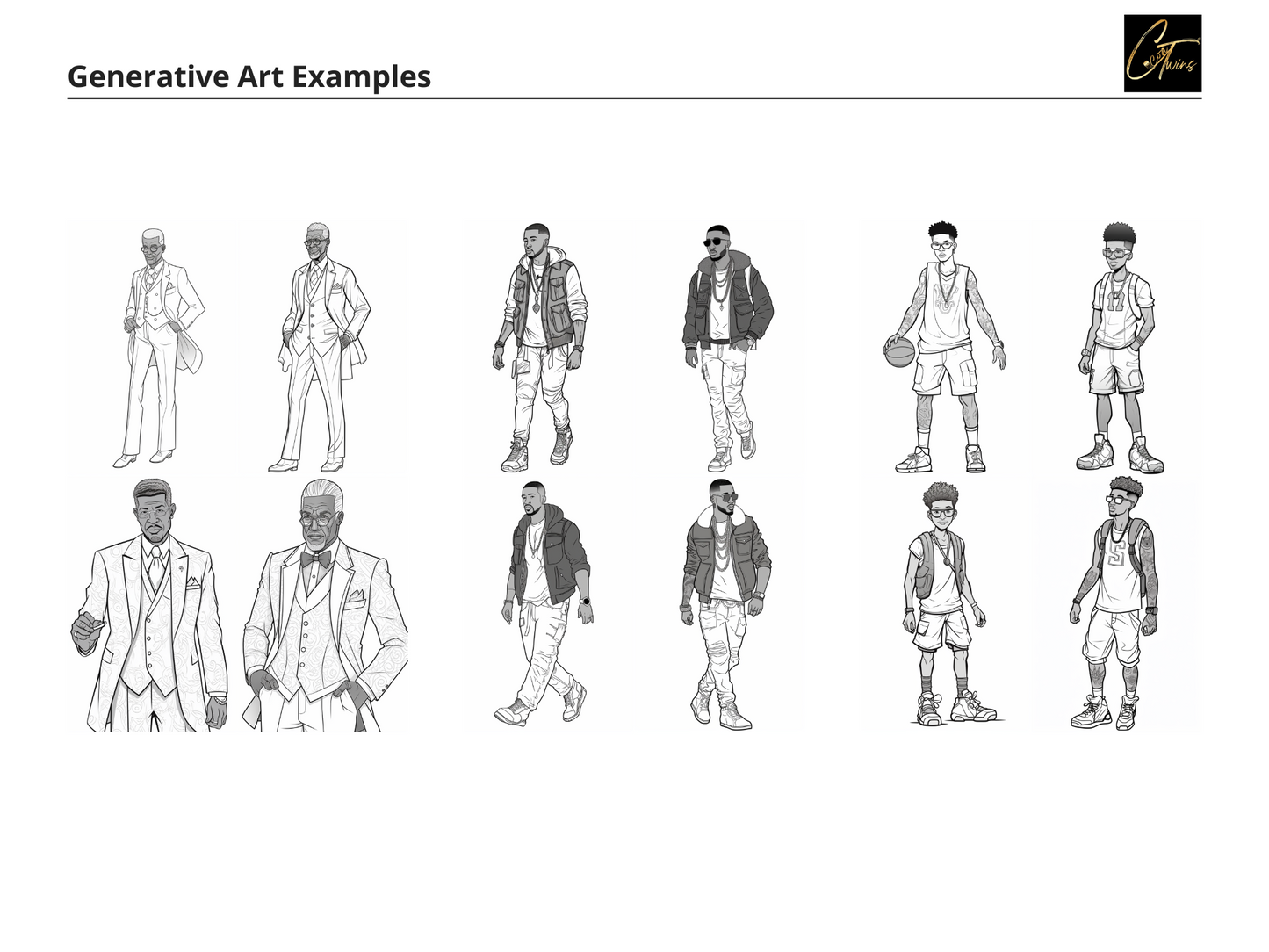 From Sophisticated to Street: A Coloring Book of Character Designs for African American Men - MidJourney Prompt Guide | Digital Download