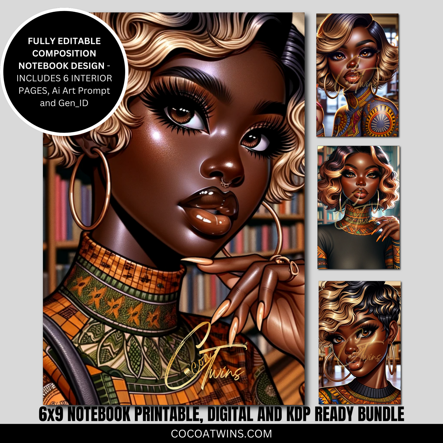 02-JB | Editable Journal PLR Kit Bundle Set with Ai Art Prompt and Gen_ID | Fully Editable Canva Templates