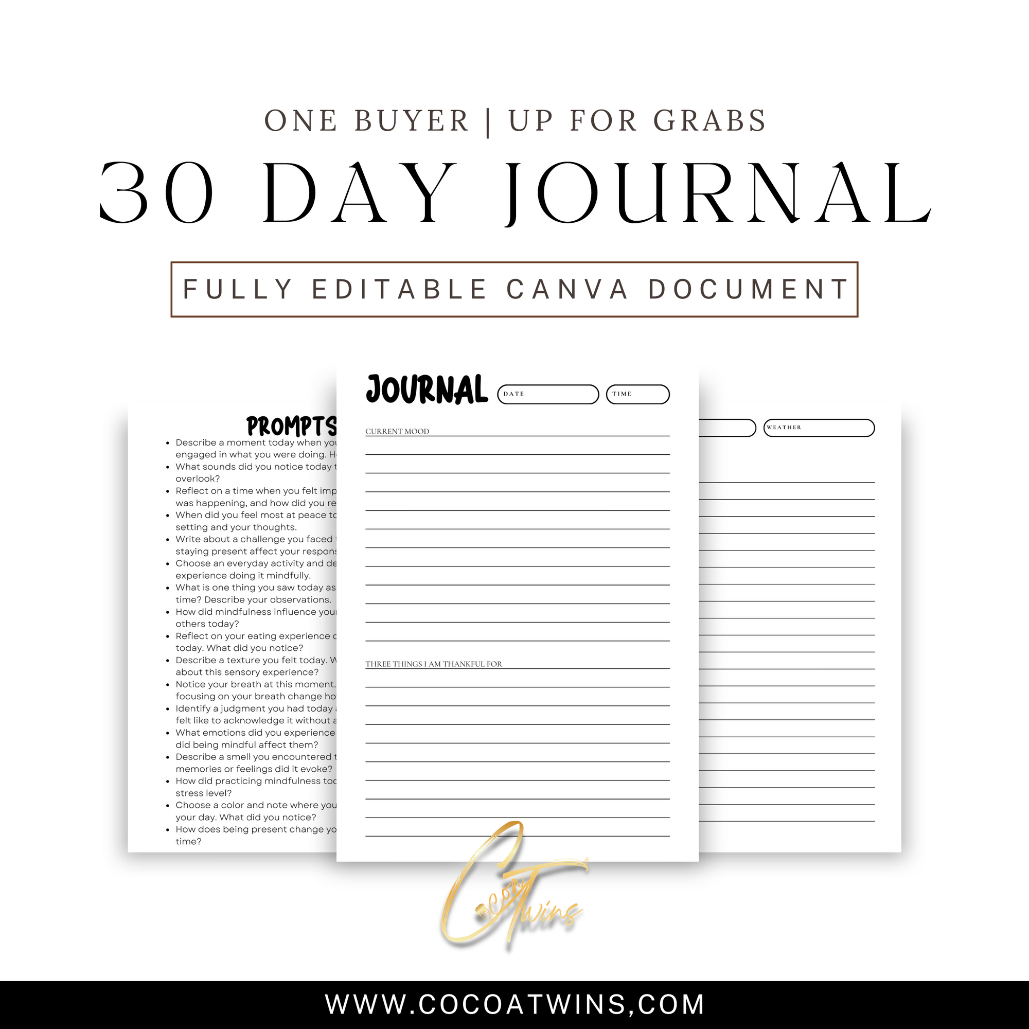Moments of Mindfulness - A Journey to Present Awareness - EB | One Buyer 30 Day Prompt Journal