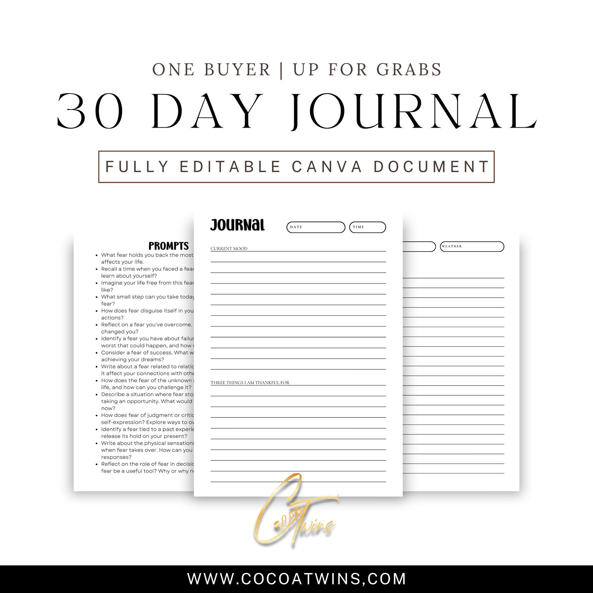 Braving the Shadows - A Journey Through Fear - EB | One Buyer 30 Day Prompt Journal