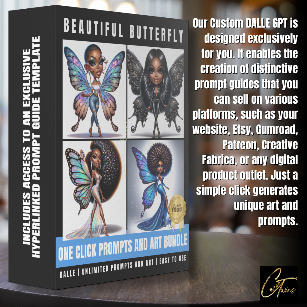 Beautiful Butterfly | Custom DALL·E GPT with a Fully Editable Hyperlinked Prompt Guide Template
