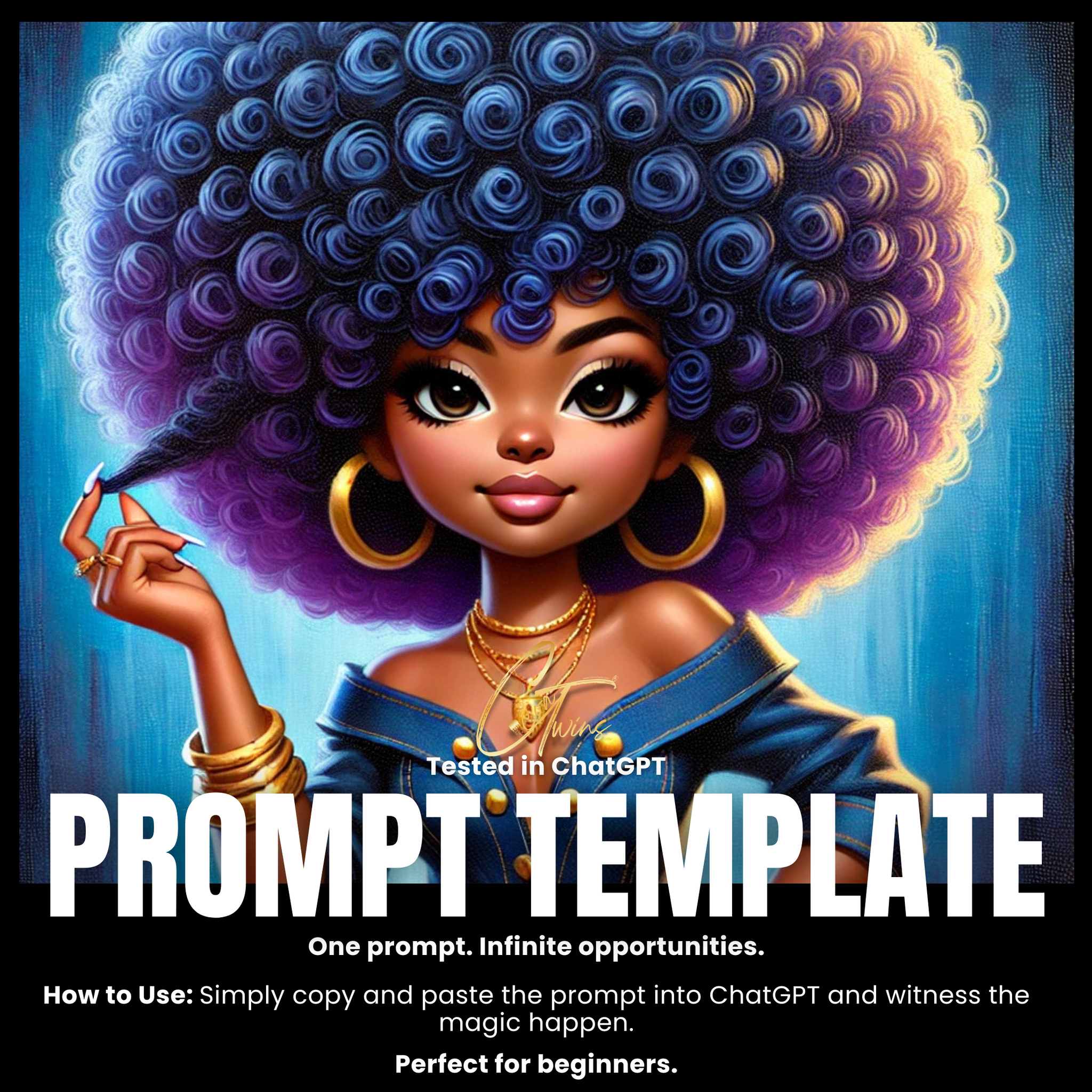 Fillable Art Prompt Base | Afro Glow