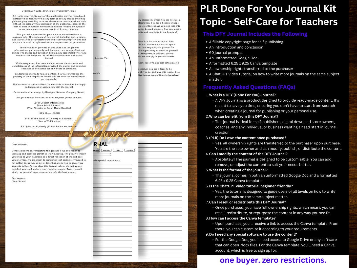 PLR Done For You Journal Kit | Self-Care for Empty Nest Moms