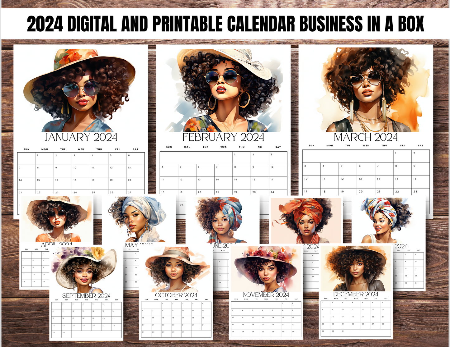 007-BKB | Create & Sell Your Own 2024 Calendars | DFY Designs & Templates