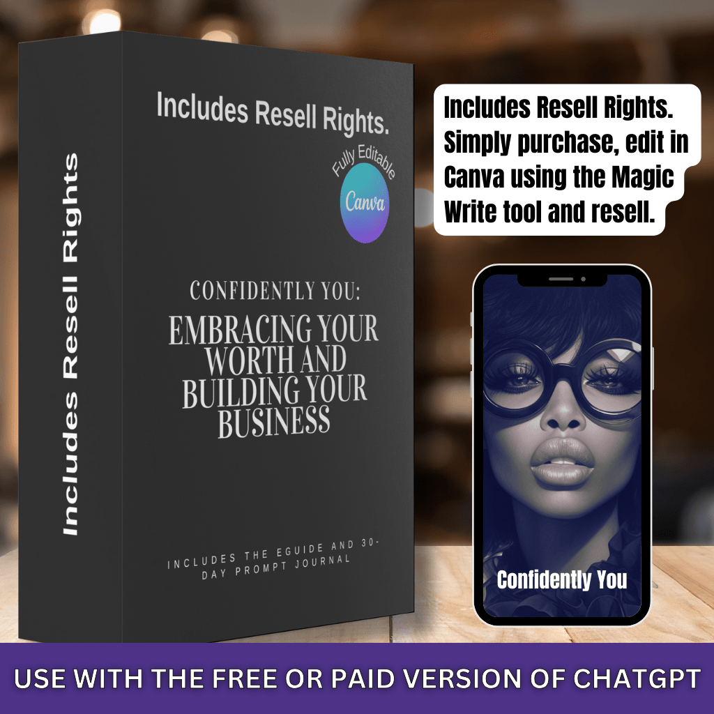 Confidently You E - Guide and 30 Day Journal - Embracing Your Worth and Building Your Business Guide (Includes Resell Rights) - Cocoa Twins