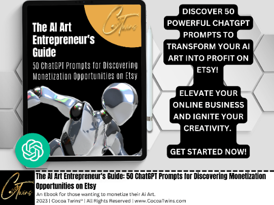 The AI Art Entrepreneur's Guide - 50 ChatGPT Prompts for Discovering Monetization Opportunities on Etsy | eBook | Digital Download | Coaching