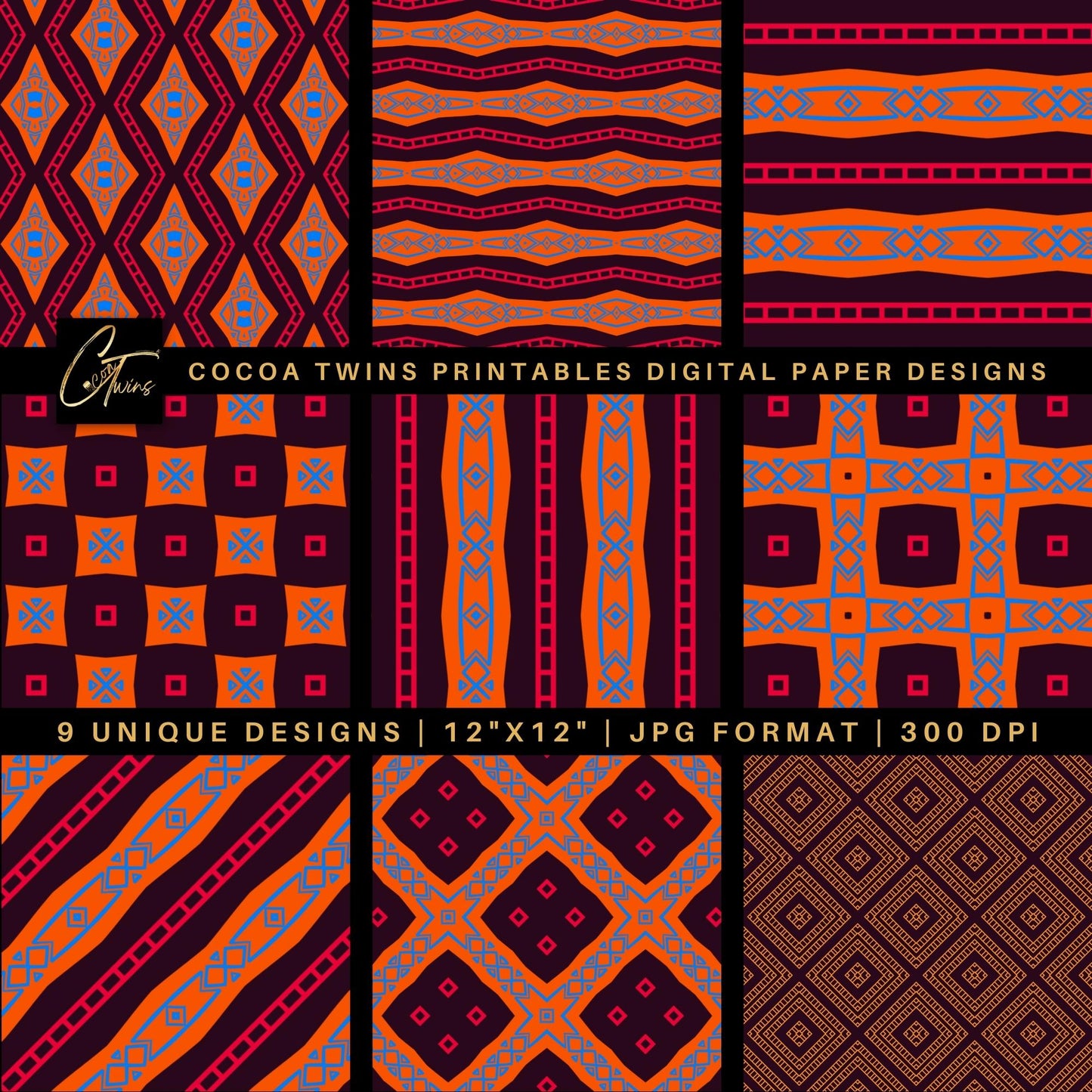 Digital Paper - Bohemian Inspired Orange