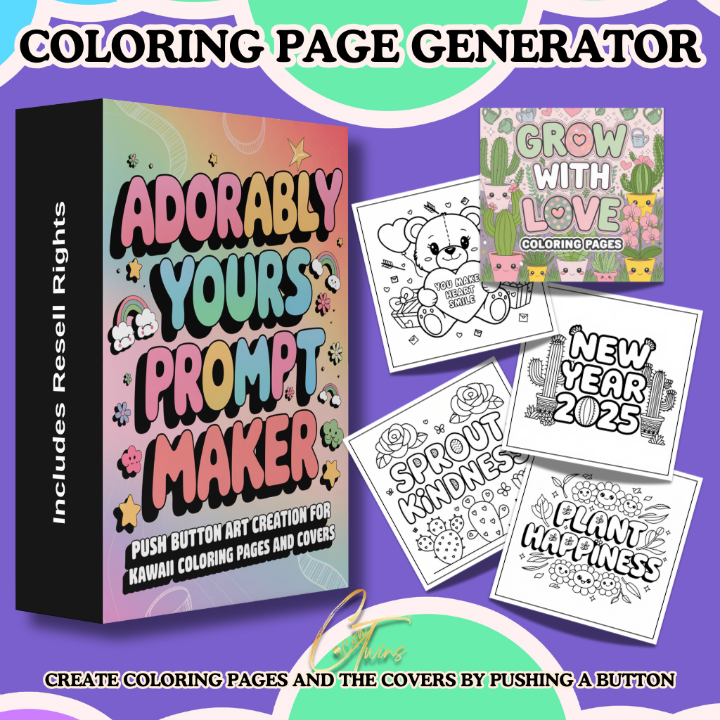 The Ultimate Adorably Yours Prompt Maker Bundle: Create, Customize, and Profit from Stunning Coloring Books!