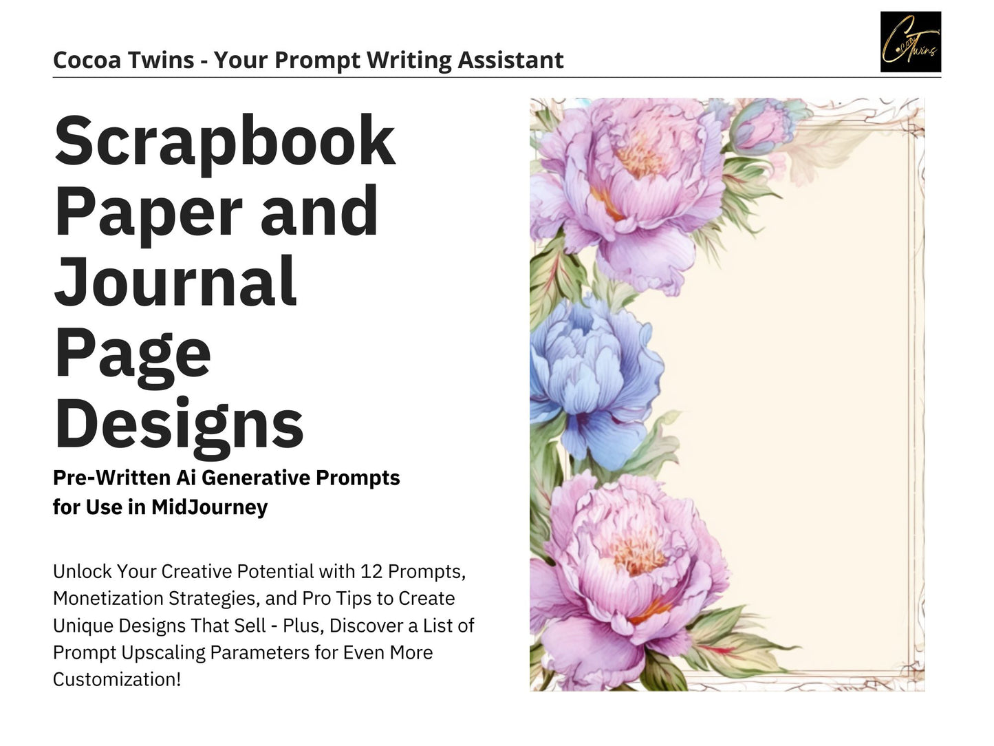 Unleash Your Creativity - Prompt Guide to Designing Journal Pages and Scrapbook Papers Using MidJourney | Digital Download