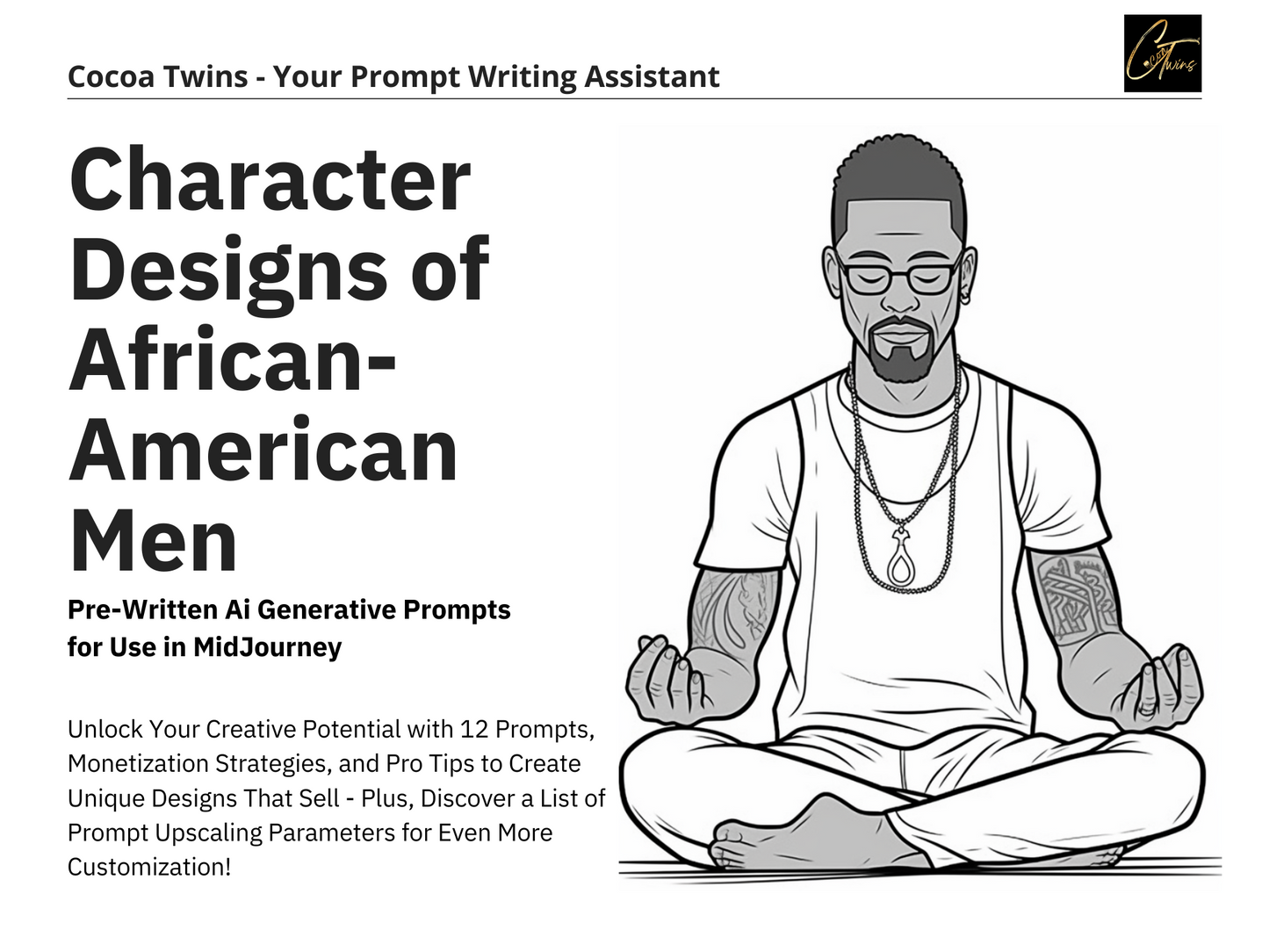 From Sophisticated to Street: A Coloring Book of Character Designs for African American Men - MidJourney Prompt Guide | Digital Download