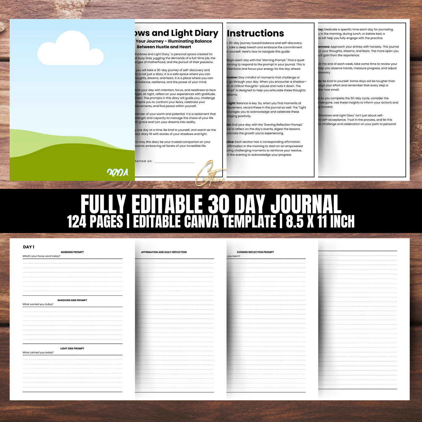 Printable 30-Day Guided Journal and Planner | 124 Pages | The Overthinker - (PLR Printable and Digital Download Product)