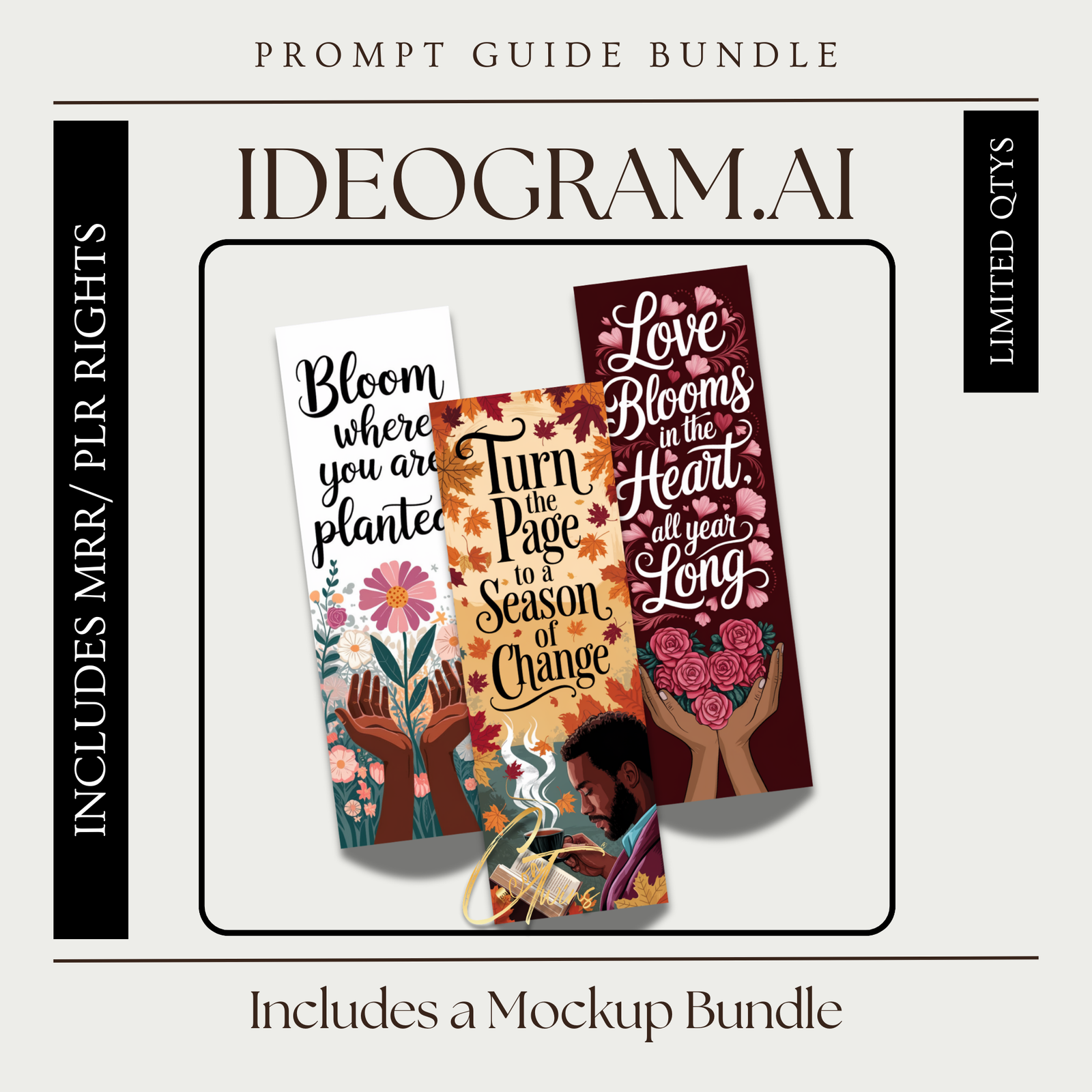 Master Resell Rights AI Art Prompt Guide | Black Radiance Bookmarks | Ideogram.AI