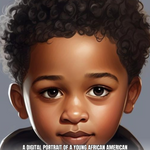 Prompt Base | A digital portrait of a young African American boy with a gentle expression