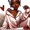 Prompt Base | African-American woman relaxing in an oversized pajama top