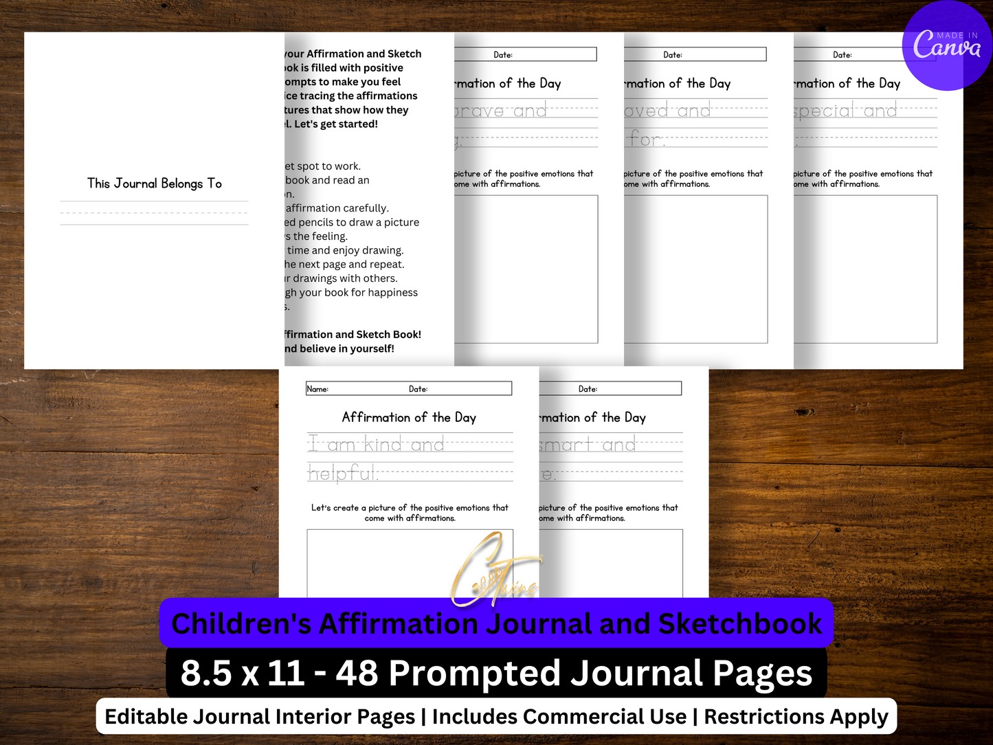Limited Edition | A Children's Affirmation Journal and Sketchbook | Canva Template