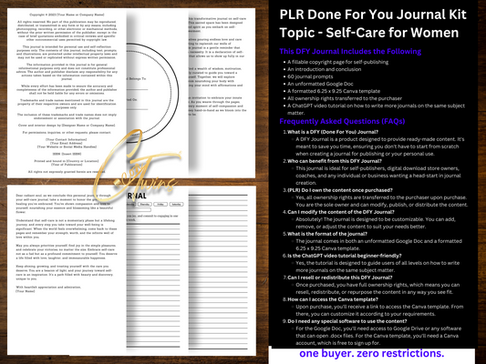 PLR Done For You Journal Kit | Self-Care for Women