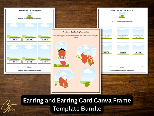 PLR | Earring and Earring Card Canva Frame Bundle | Limited Quantities
