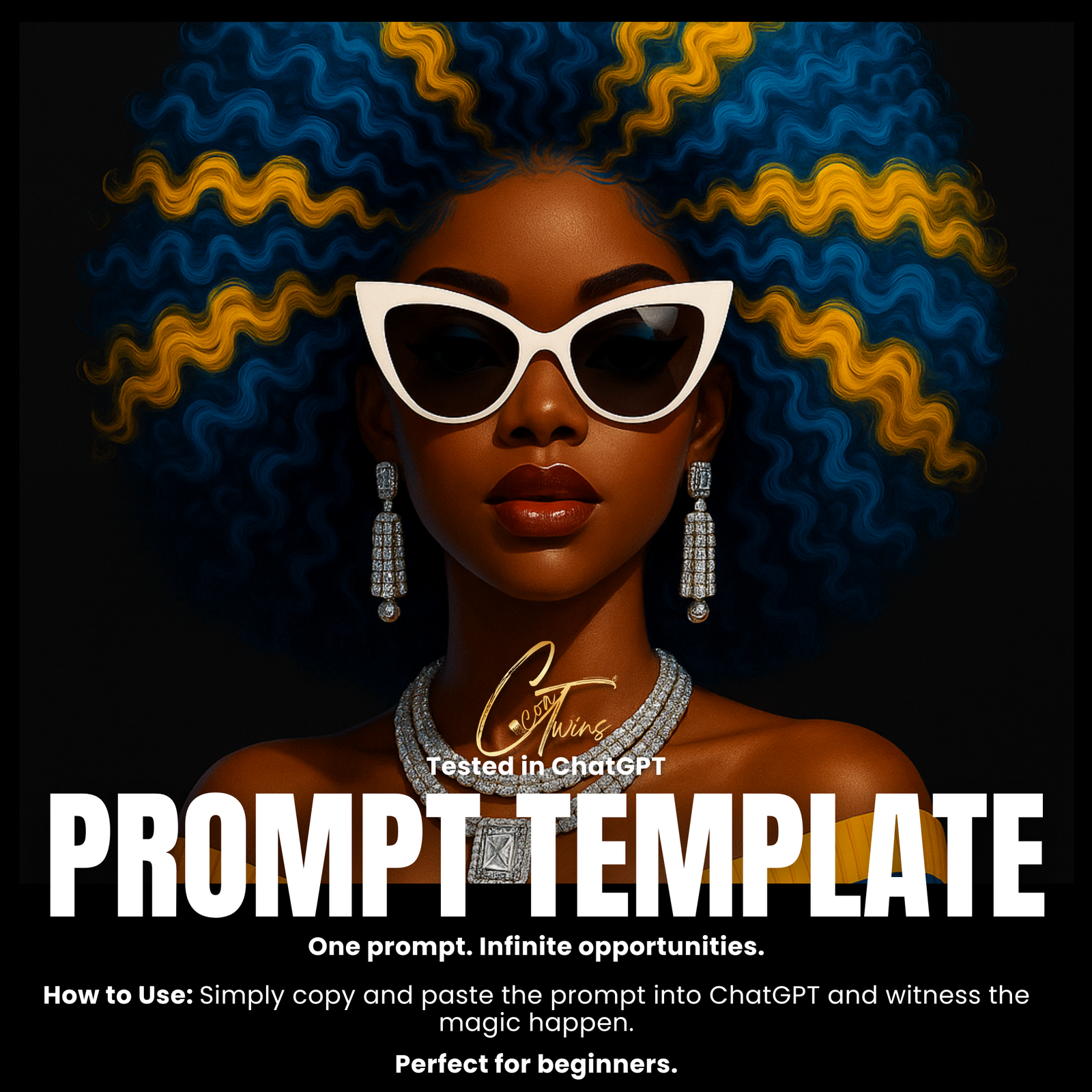 Fillable Art Prompt Base | Gilded Curls