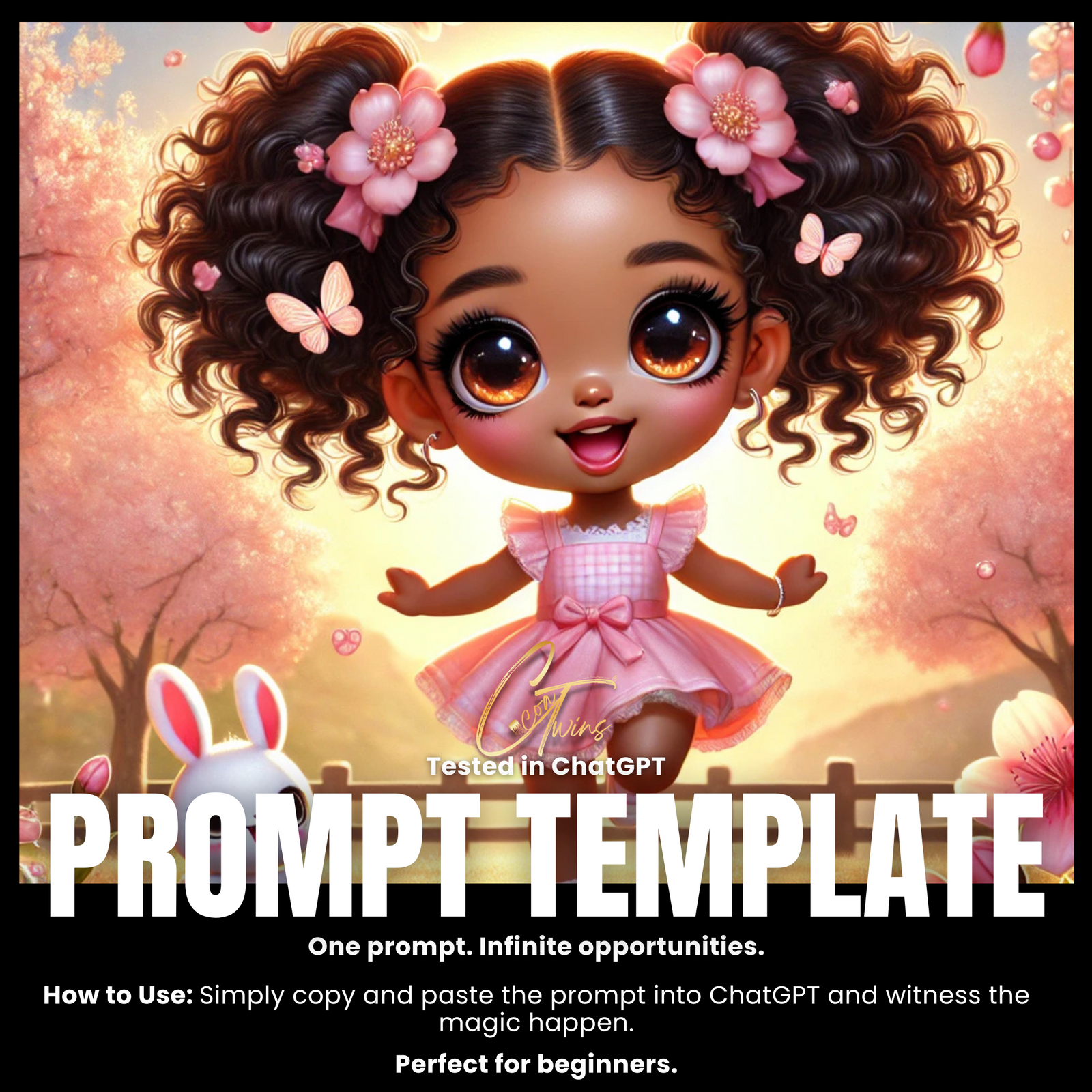 Fillable Art Prompt Base | Kawaii Magic Girl