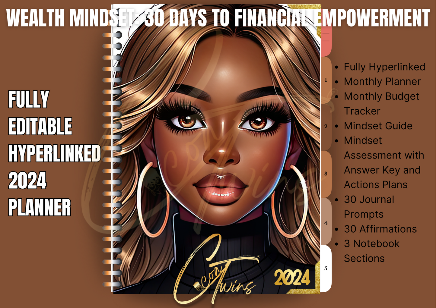 Wealth Mindset - 30 Days to Financial Empowerment | PDF and Canva Template | Planner and Mindset Guide - ONE BUYER PLR