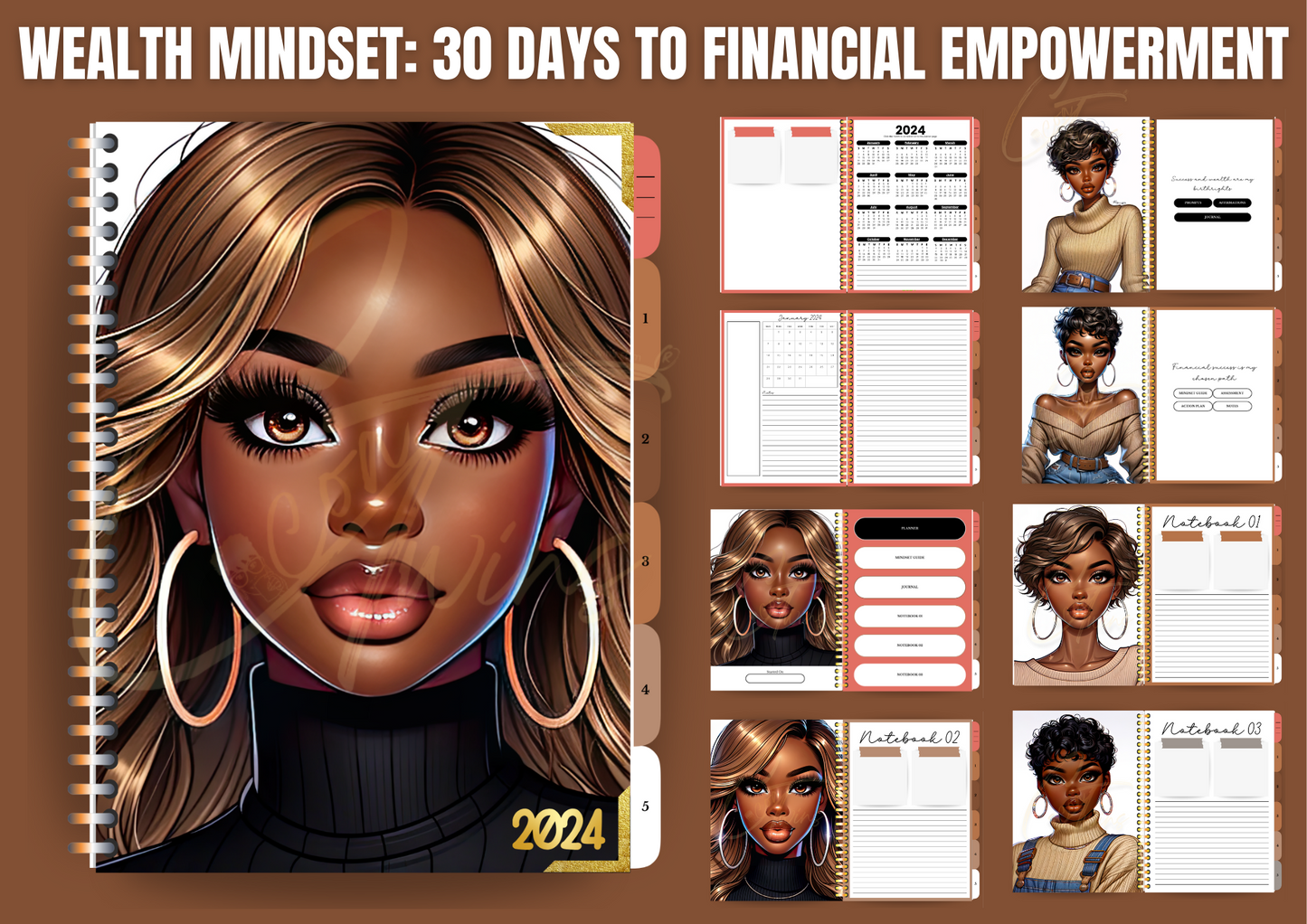 Wealth Mindset - 30 Days to Financial Empowerment | PDF and Canva Template | Planner and Mindset Guide - ONE BUYER PLR