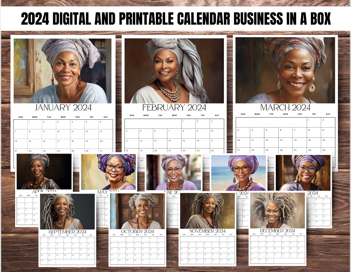 008-BKB | Create & Sell Your Own 2024 Calendars | DFY Designs & Templates