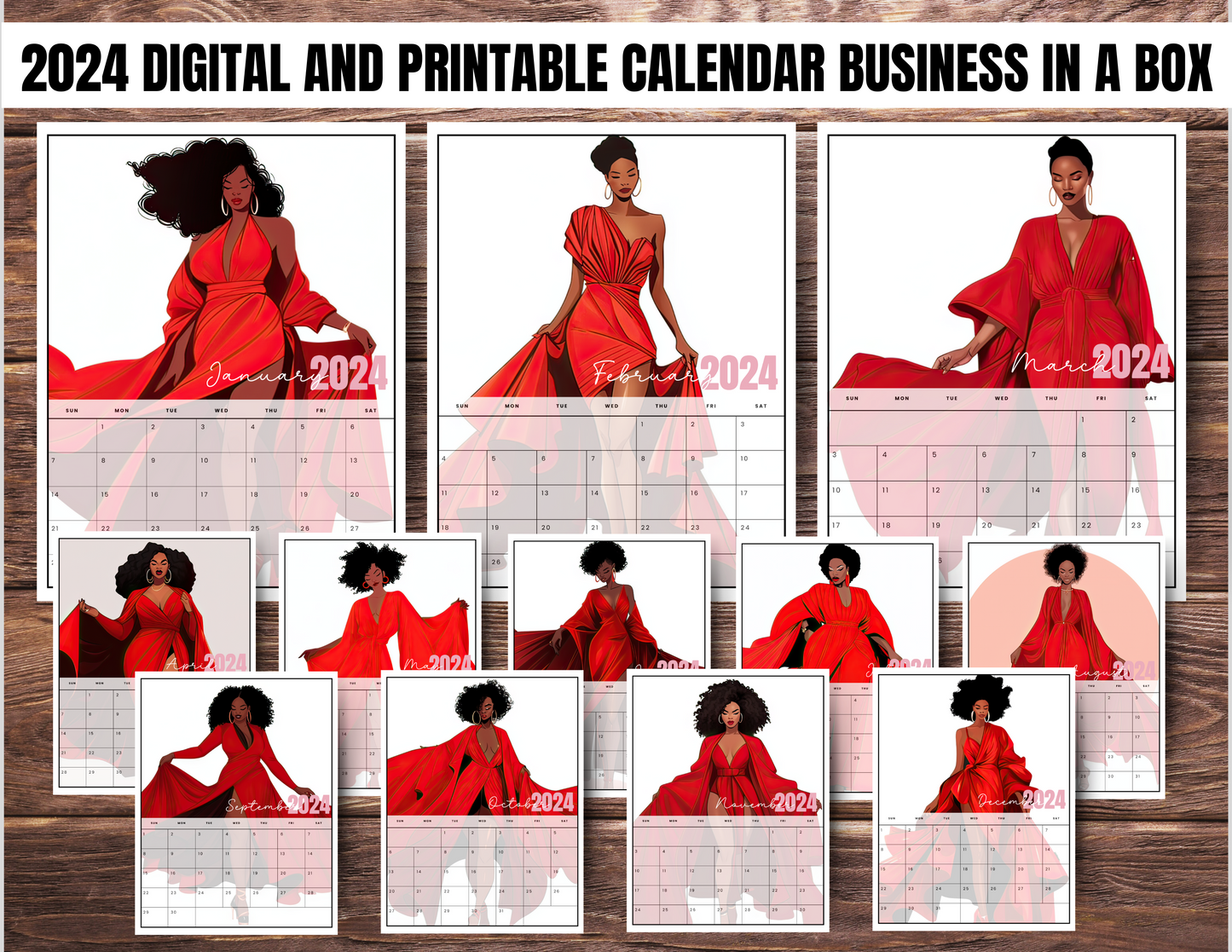 014-EB | Create & Sell Your Own 2024 Calendars | DFY Designs & Templates