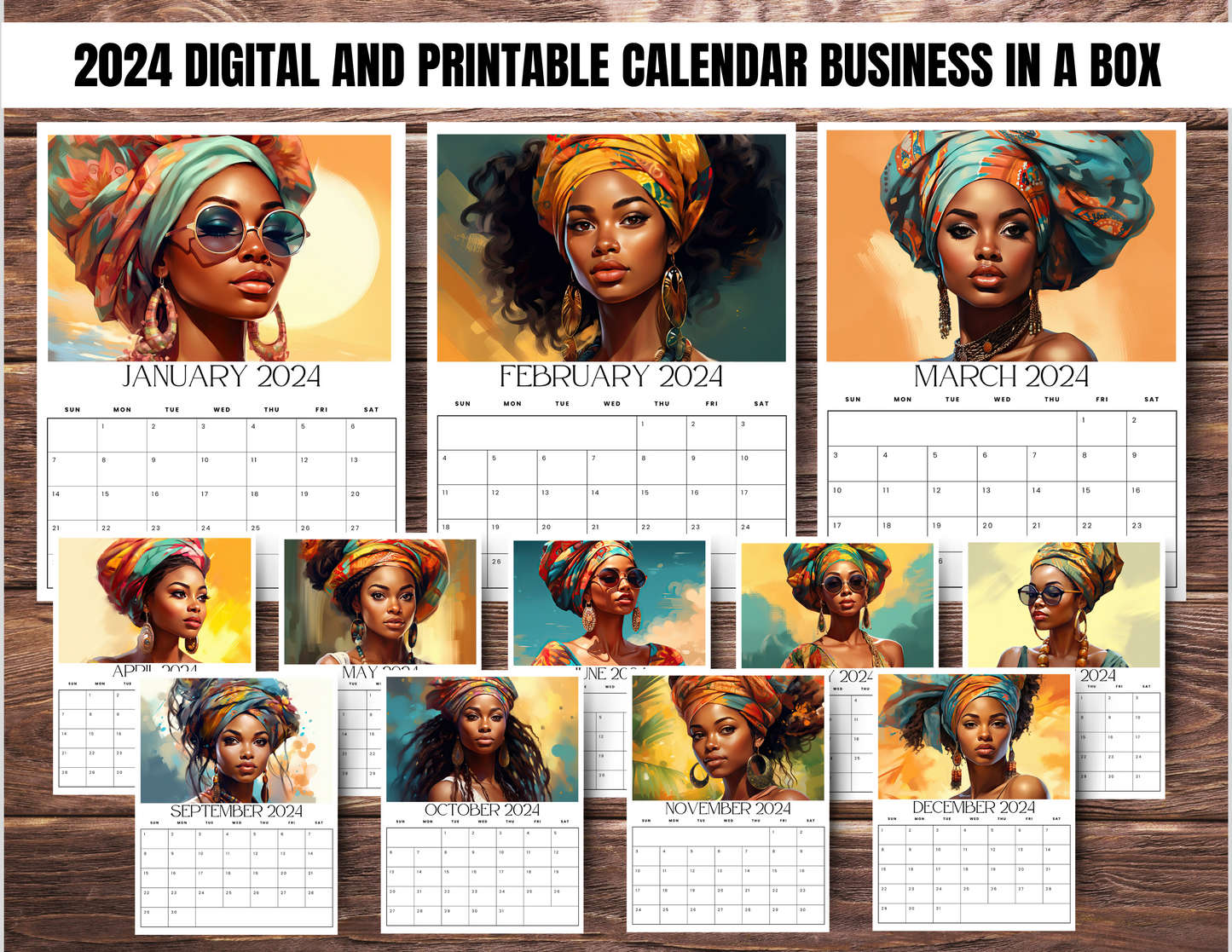 015-BKB | Create & Sell Your Own 2024 Calendars | DFY Designs & Templates