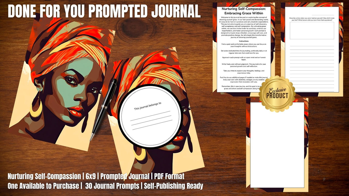 Nurturing Self-Compassion | Pre-Designed Prompted Journal | ONLY ONE AVAILABLE