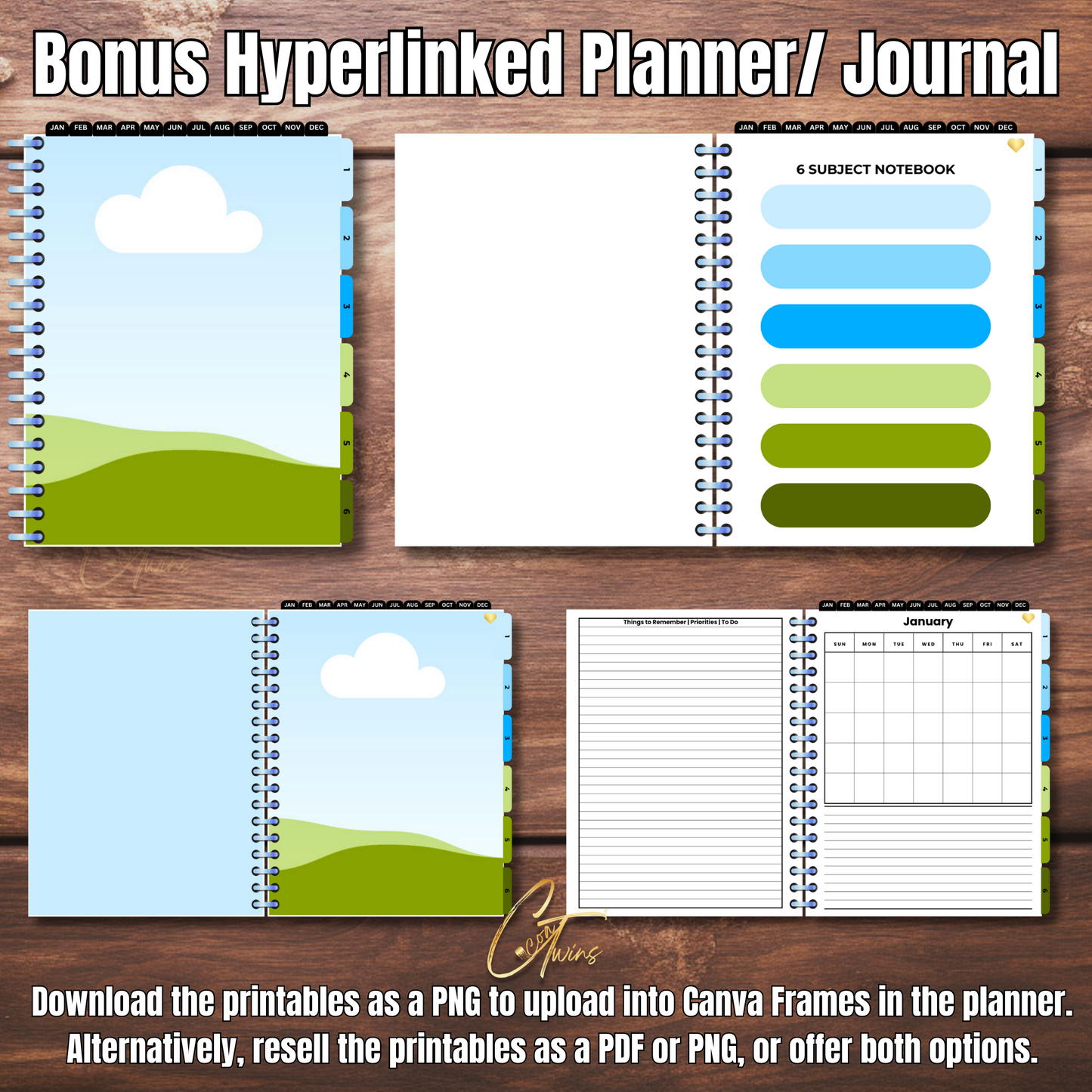07-EB | Editable Journal PLR Kit with a Bonus Hyperlinked Planner | Fully Editable Canva Templates