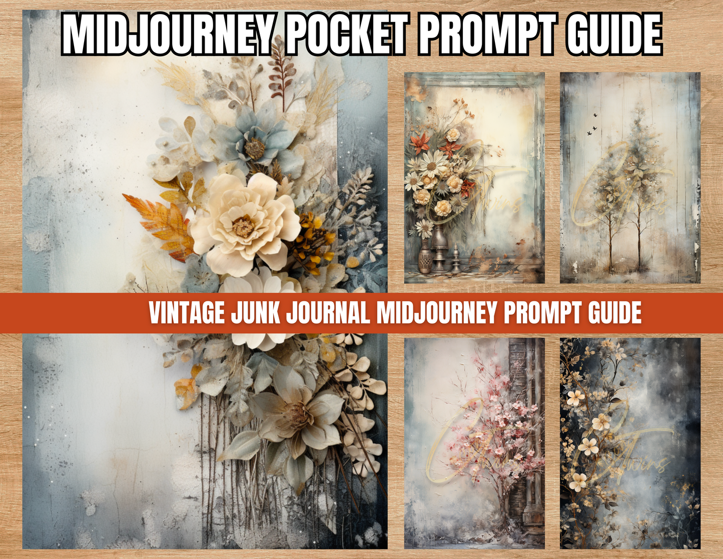 Vintage Junk Journal Design Prompts | PLR MidJourney Prompts Guides