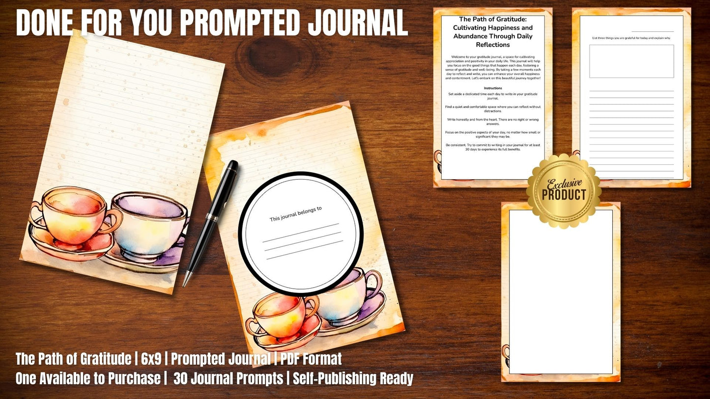 The Path of Gratitude | Pre-Designed Prompted Journal | ONLY ONE AVAILABLE