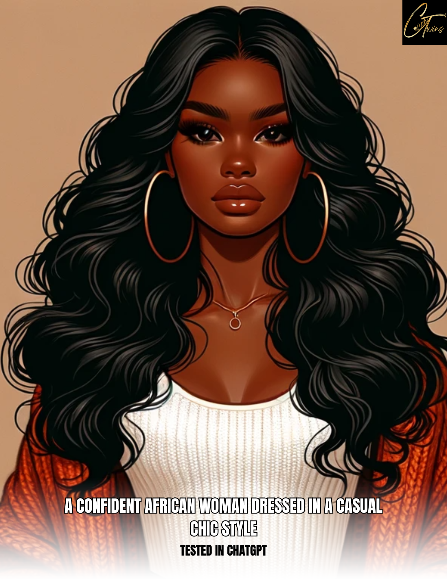 Prompt Base | A confident African woman dressed in a casual chic style