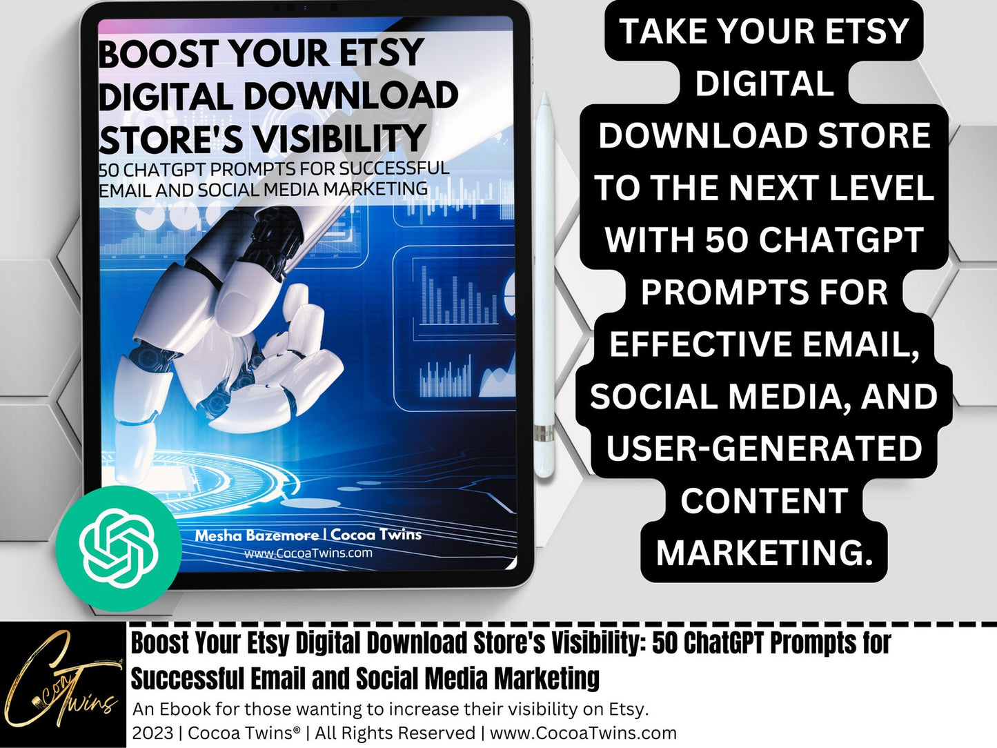 Boost Your Etsy Digital Download Store's Visibility-50 ChatGPT Prompts for Successful Email and Social Media Marketing Ebook | PDF Download