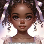 Prompt Base | illustration of an African American young girl in a carefree moment...