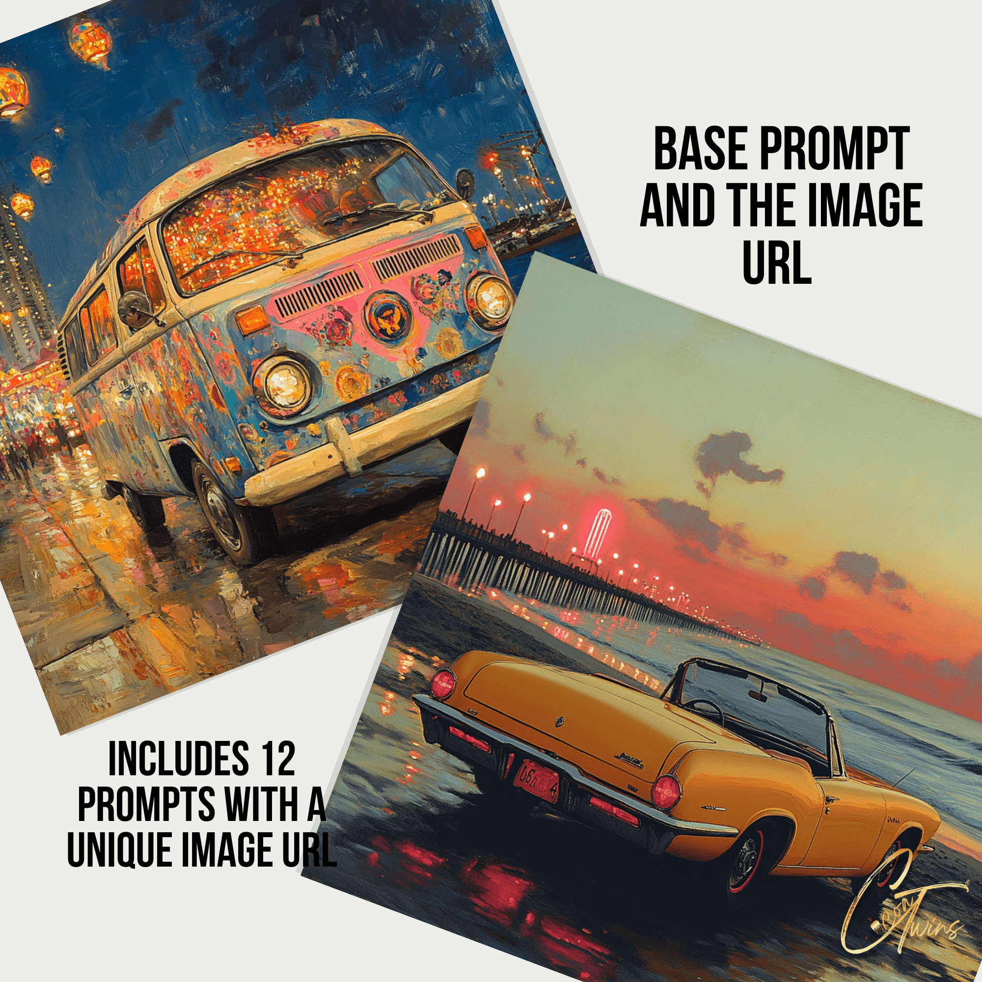 Master Resell Rights AI Art Prompt Guide | Vintage Cars | MidJourney Prompts - Cocoa Twins