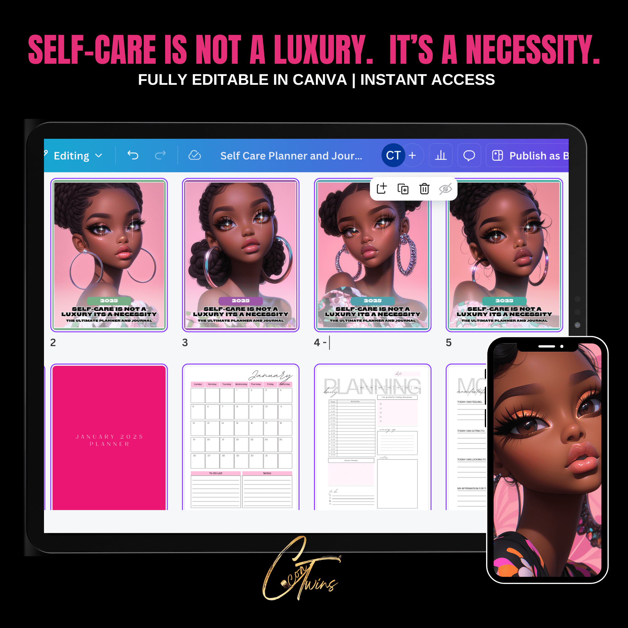 SELF - CARE is Not a Luxury Its a Necessity with Resell Rights | Editable in Canva | PLR & MRR | Sellable Learning Resource for Parents, Teachers & Entrepreneurs (Copy) - Cocoa Twins