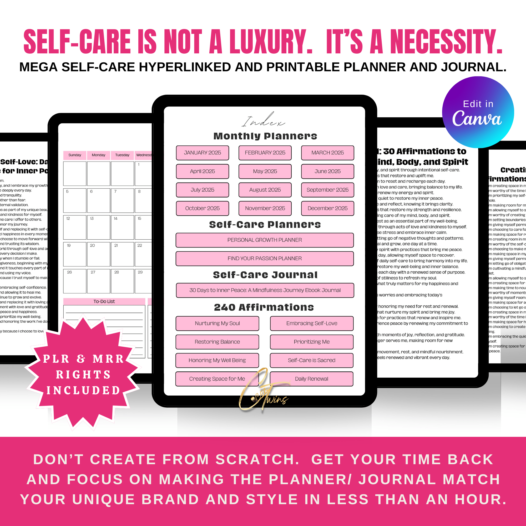 SELF - CARE is Not a Luxury Its a Necessity with Resell Rights | Editable in Canva | PLR & MRR | Sellable Learning Resource for Parents, Teachers & Entrepreneurs (Copy) - Cocoa Twins