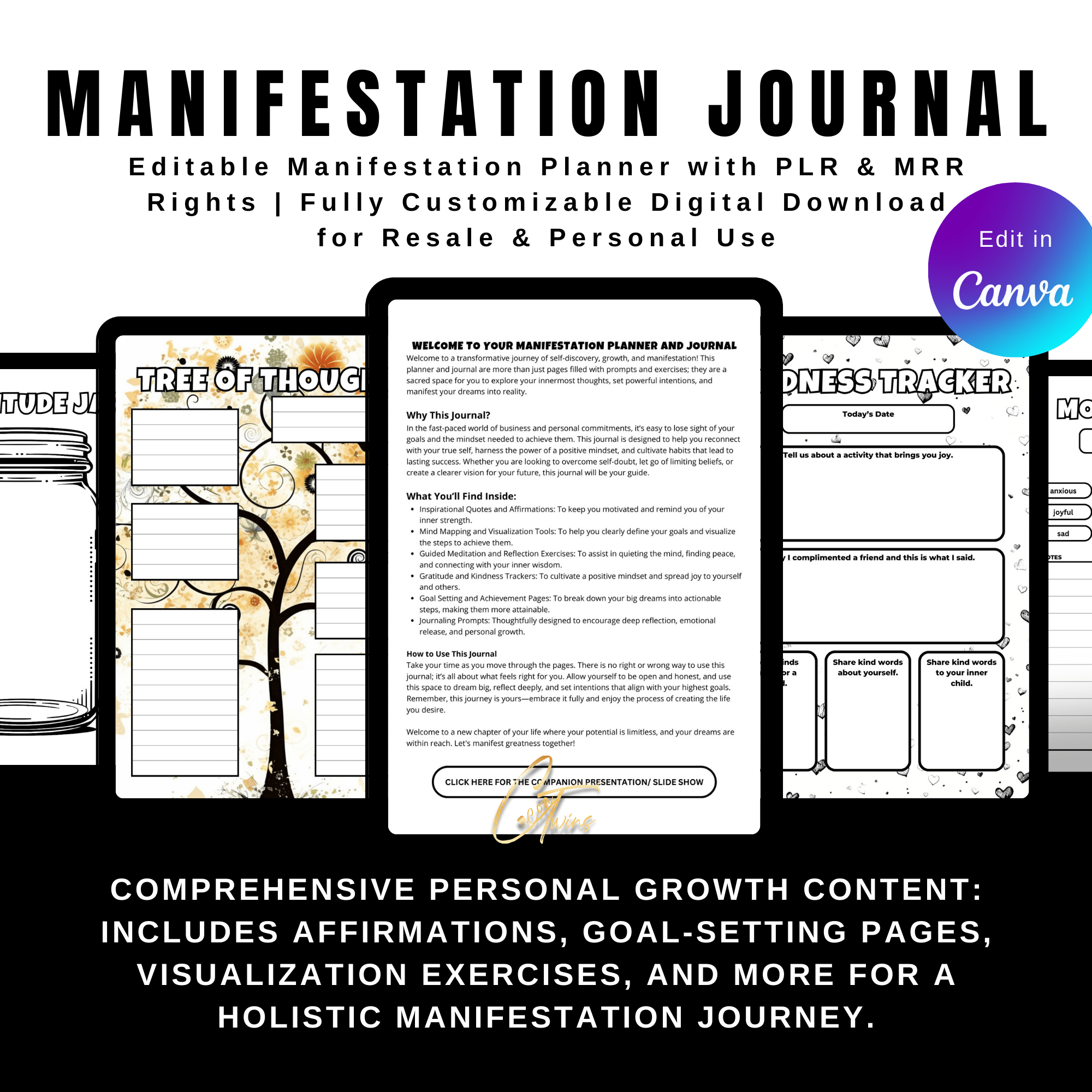 Ultimate Manifestation Planner | Editable in Canva | PLR & MRR | - Cocoa Twins