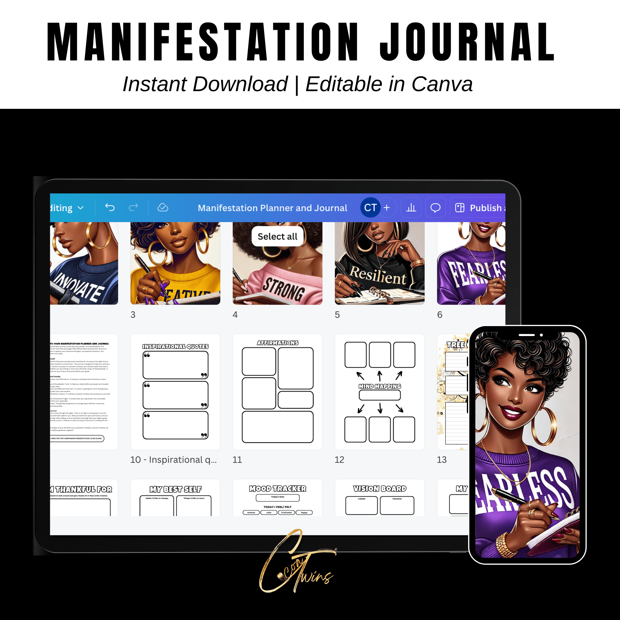 Ultimate Manifestation Planner | Editable in Canva | PLR & MRR | - Cocoa Twins