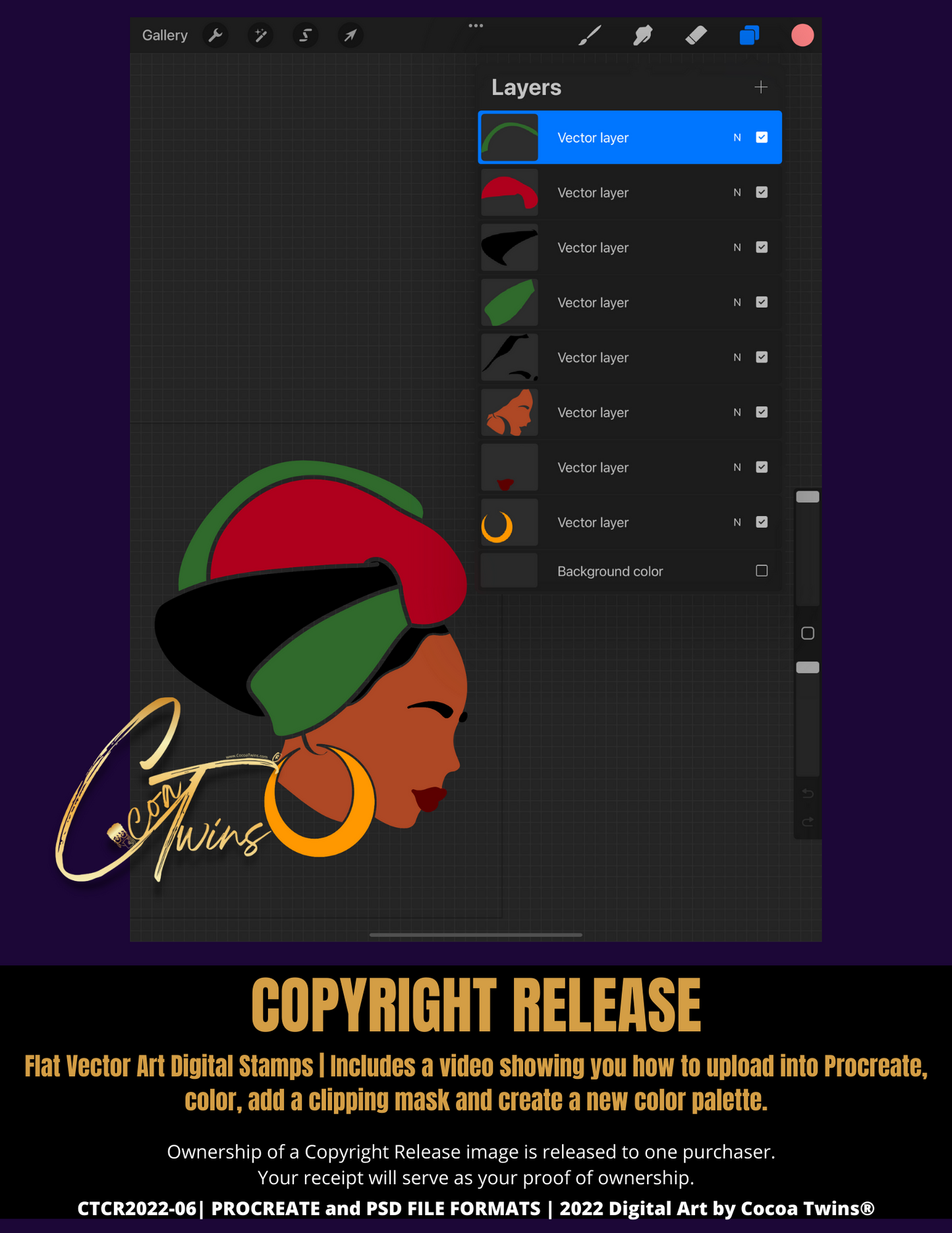 CTCR2022-06 | Copyright Release | A Digital Stamp for Use with Procreate, Adobe Fresco and/or Adobe Photoshop | 2022