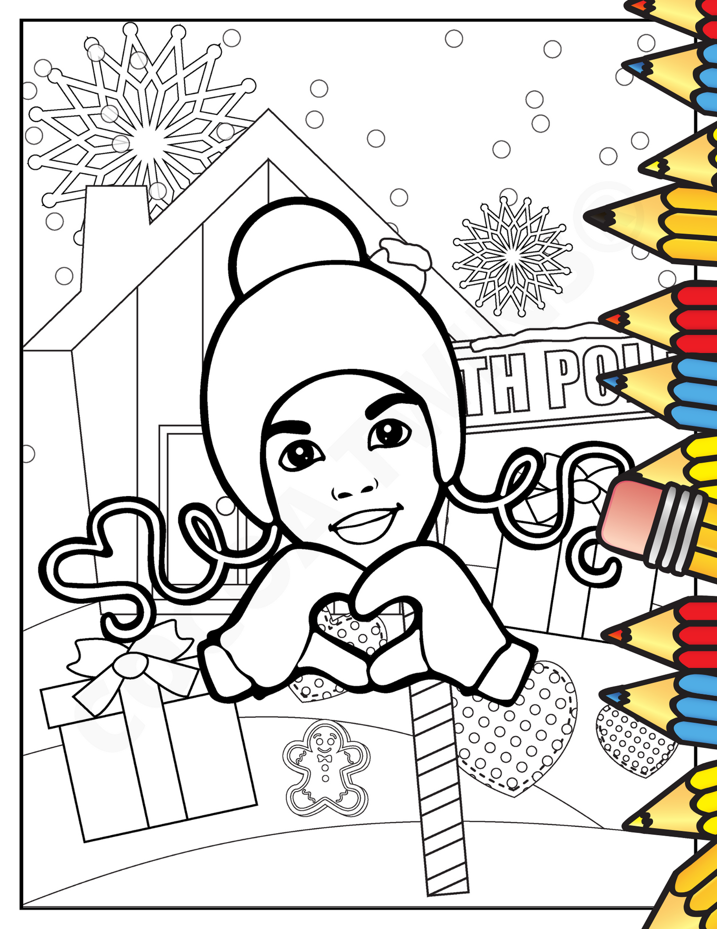 Printable Coloring Page | Holiday Heart Hands | 1120214