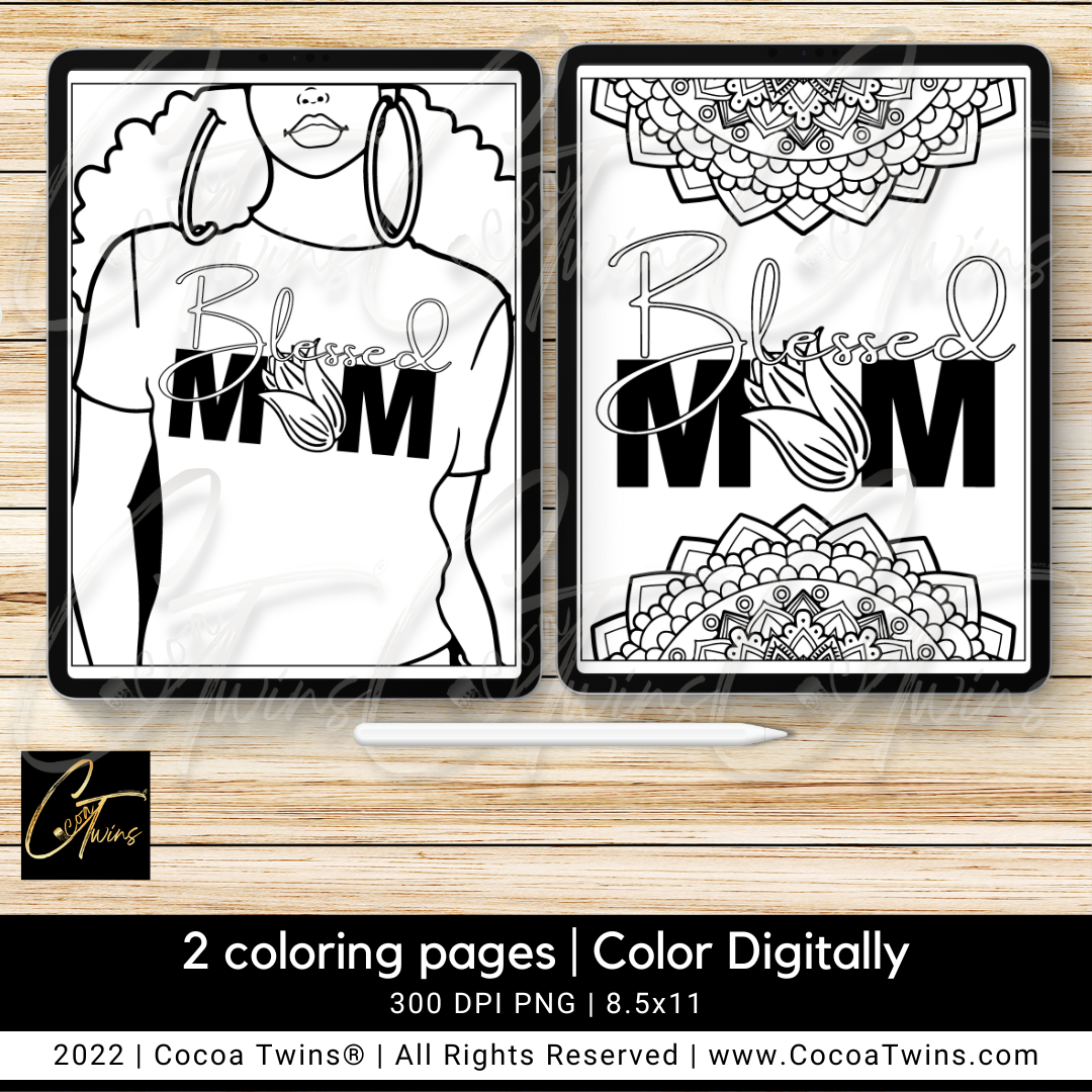 02 | Blessed Mom Coloring Page Digital Design